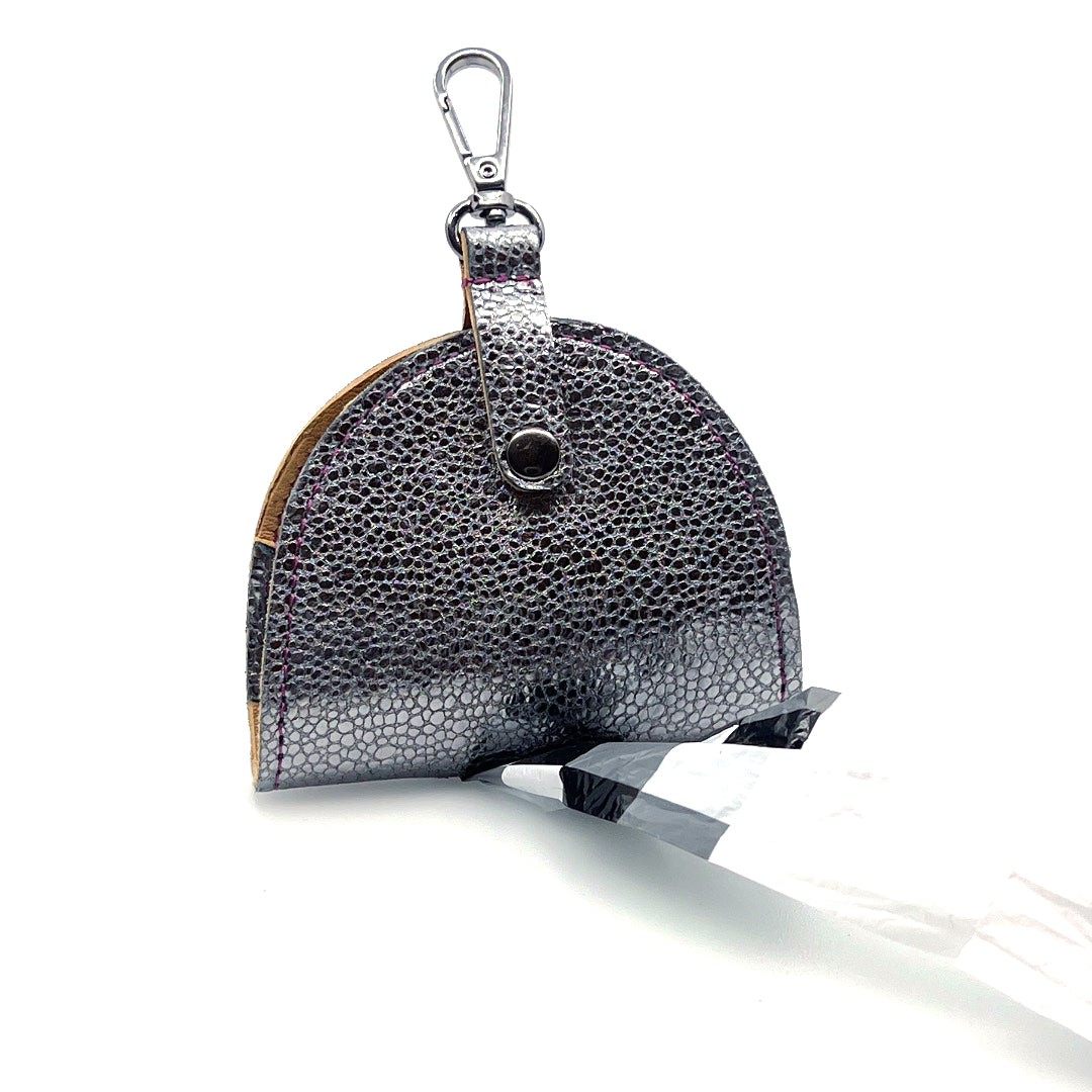 Poo Taco Leather Waste Bag - Silver Pebble