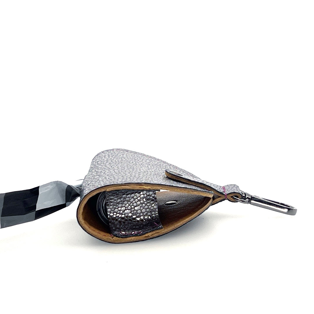 Poo Taco Leather Waste Bag - Silver Pebble