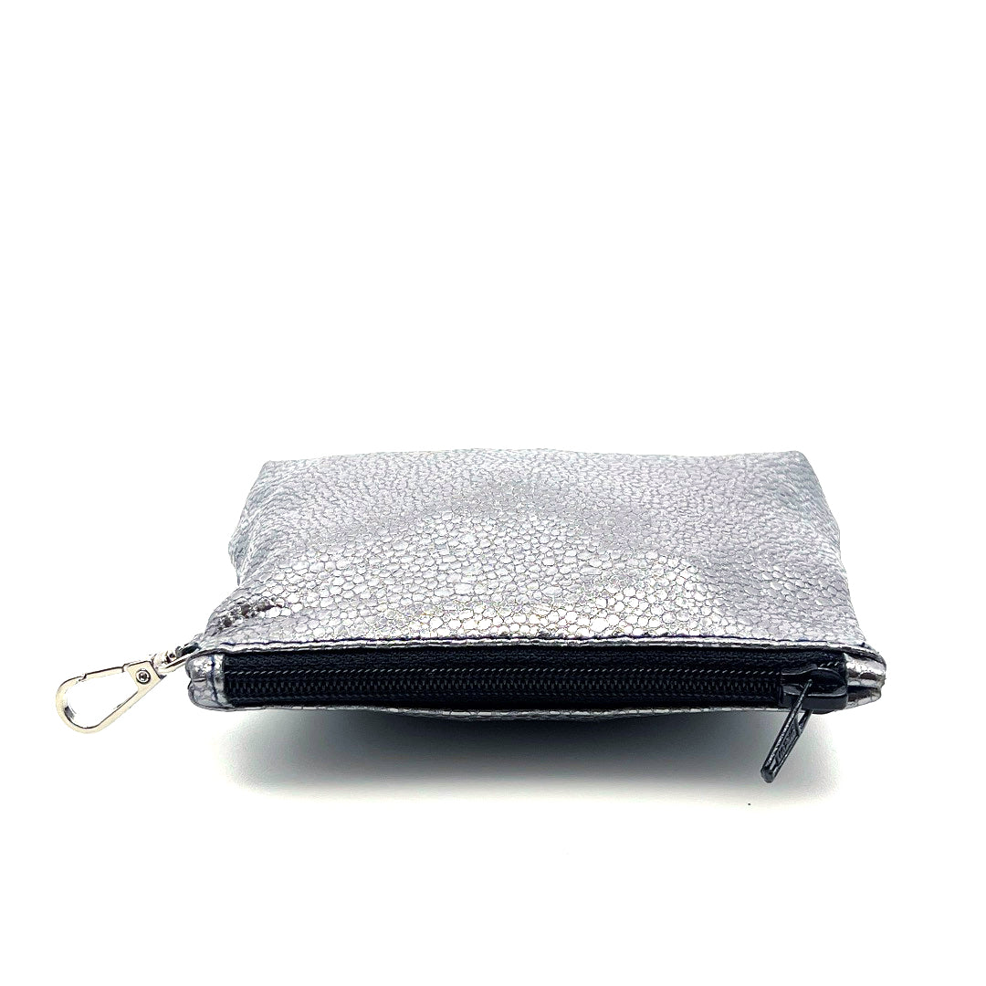 Silver Pebble Zip Clip Pochette by Lisa Rose by Design
