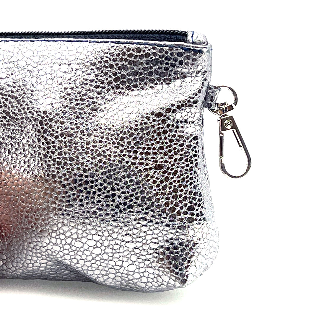 Silver Pebble Zip Clip Pochette by Lisa Rose by Design